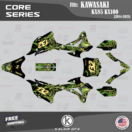 Kalair GFX Graphics Kit for Kawasaki KX100 (2014-2023) Core Series Kalair GFX Graphics Kit for Kawasaki KX100 (2014-2023) Core Series