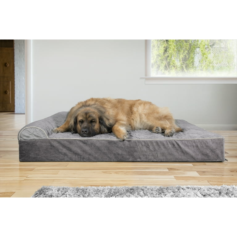Furhaven quilted faux fur & velvet goliath chaise dog bed sales