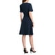 thumbnail image 3 of INSPIRE CHIC Vestido de cóctel A-Line para mujer con choker, escote en V, manga corta, con cinturón, elegante, falda acampanada, 2XL, azul marino, 3 of 5