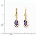 thumbnail image 2 of 14k Yellow Gold 7x5mm Oval Amethyst Leverback Earrings Birthstone February Drop Dangle Gemstone, 2 of 6
