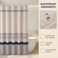 thumbnail image 2 of REGALWOVEN Boho Striped Shower Curtain Sets with 12 Hooks, Faux Linen Look Fabric for Bathroom Blue 71"W x 71"L, 2 of 5