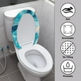 thumbnail image 3 of ZIATUBLES Toilet Lid Cover Durable Elastic Edges Toilet Bowl Lid Cover Washable Reusable Toilet Seat Lid Cover Universal Fit for Round Oval Elongated Lids for Bathroom Decor, Blue White Marble, 3 of 6