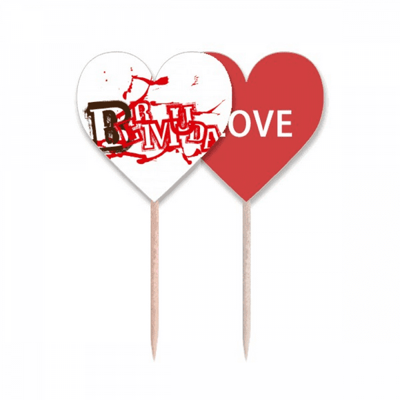 Bermuda Mysterious Bloodstains Terror Toothpick Flag LOVE Heart Lable Cupcake Pick