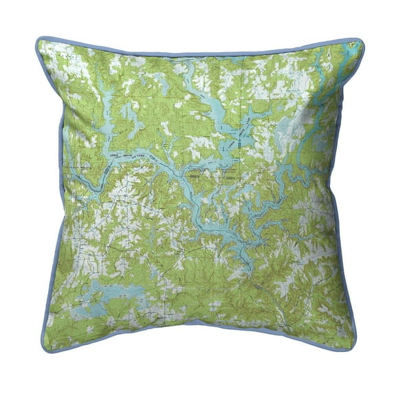 Betsy Drake Interiors Lewis Smith Lake, AL Nautical Map Extra Large Zippered Indoor/Outdoor Pillow 22x22