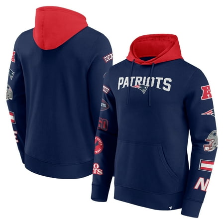 Men's Fanatics Navy/Red New England Patriots Patched Out Pullover Hoodie