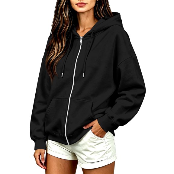 Zip Up Hoodie Women Casual Oversized Sweatshirt Lightweight Jacket | Womens Hoodies Long Sleeve Y2K Hooded Sweatshirt Women Fashion Zipper Fall Jackets With Pocket
