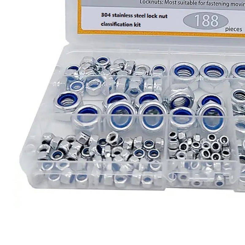 Hex Nut 188pcs Steel Assortment M23 to 12MM Strong Fastener Hardware for Home