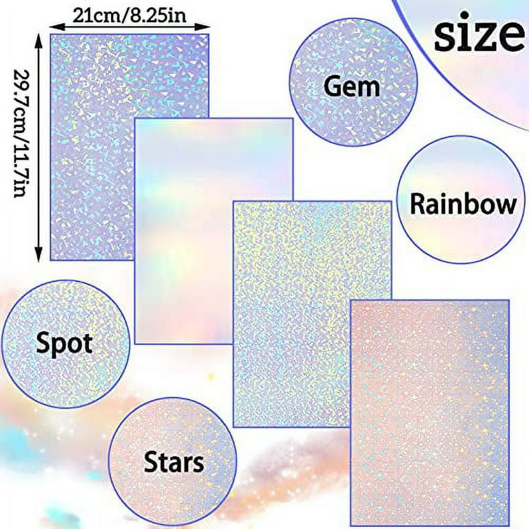 Cracked Glass Holographic Transparent Self Adhesive Film Large Sheet  Different Sizes Available for Scrapbooking Buttons Prints 