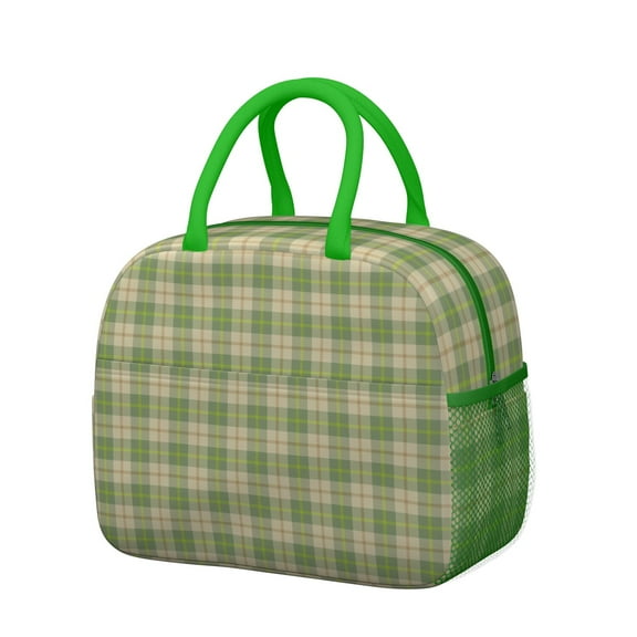 Reusable Plaid Lnsulated Lunch Bag for Women & Men-Leakproof Water-Resistant Cooler Tote,Large Capacity(10.6x8.7x6.3in)for Work,Office,Travel,Picnic,Beach.