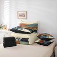 thumbnail image 6 of jejeloiu Modern Art 7-Piece Bedding Comforter Set,Abstract Mountain King Bedding Sets,Teal Orange Beige Bed Sheets For Adults,Breathable Home Decor Reversible, 6 of 8