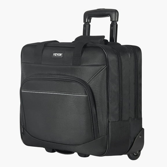 Black Rolling Laptop Bag 15.6 Inch, Wheeled Computer Briefcase for Office & Business, Stylish Work Bag for Women & Men