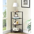 thumbnail image 4 of Corner Bookshelf, 4 Tier Corner Bookshelf, Freestanding Corner Bookshelf Shelf, Wood Storage Shelf with Metal Frame, Entryway, Home office, Gray, 4 of 5