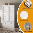 thumbnail image 6 of PAKASEPT Armoire Wardrobe Closet with 2 Woven Doors, Armoire Storage Closet Cabinet with Drawers, Hanging Rod, Freestanding Wooden Armoire Wardrobe for Bedroom, 6 of 7