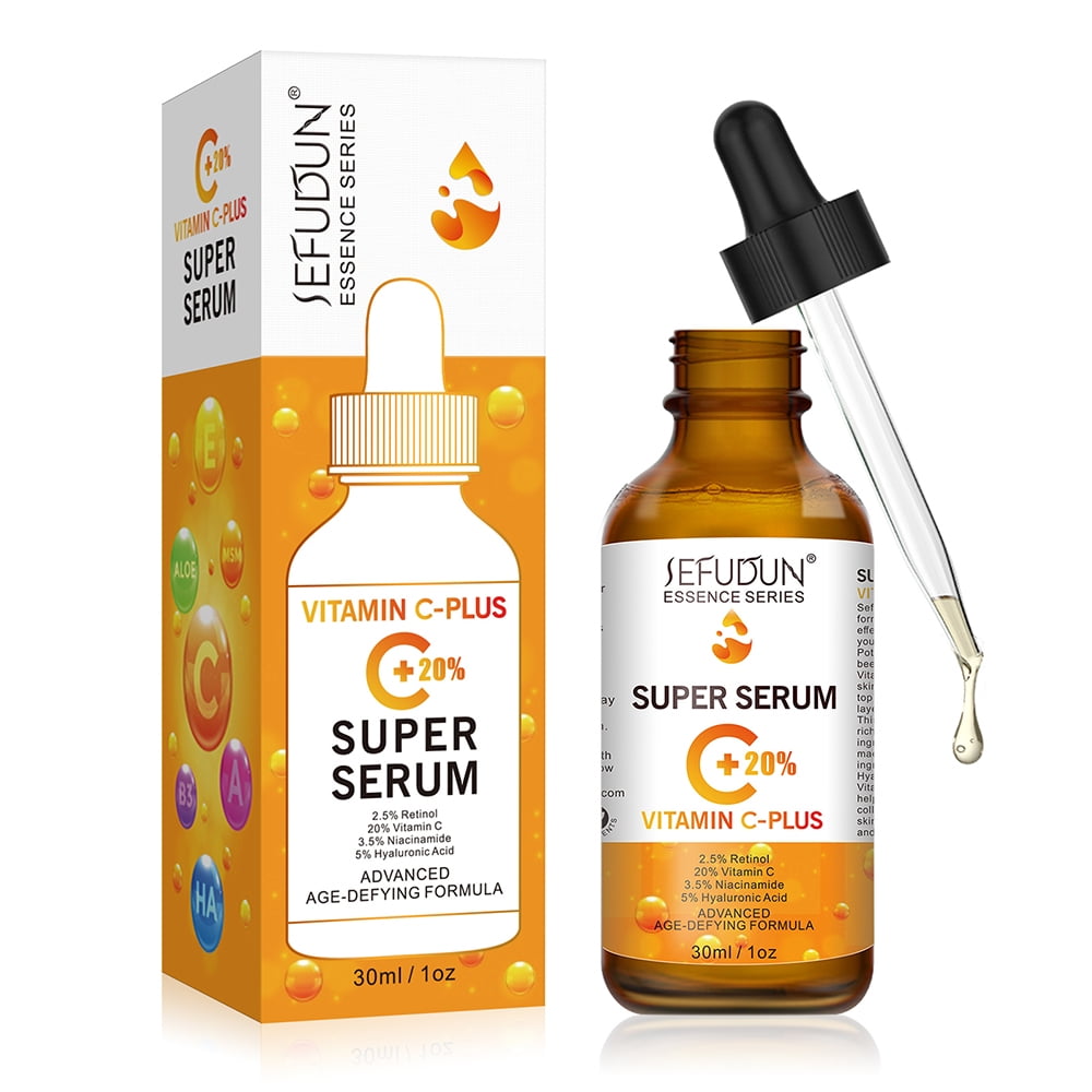 SEFUDUN Vitamin C Serum for Face, Anti Aging Facial Serum with 20% Vitamin C, 5% Hyaluronic Acid, 3.5% Niacinamide and 2.5% Retinol ect. Anti Wrinkle and Dark Circle Remover 1 oz