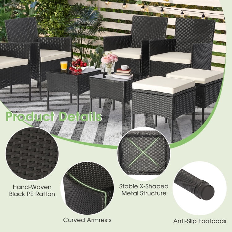 Aimee Lii 8 Pieces Outdoor Wicker Sofa Set with 2 Coffee Table, Backyard Furniture, Rustproof Aimee Lii 8 Pieces Outdoor Wicker Sofa Set with 2 Coffee Table, Backyard Furniture, Rustproof