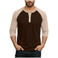 thumbnail image 2 of M-5X Big & Tall T Shirts for Men Plus Size 3/4 Sleeve Tshirts Shirt Mens Pullover Color Block Button Crewneck Basic Loungewear Workout Tees Tops, 2 of 7