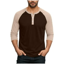 purcolt Men's 3/4 Sleeve Shirts Color Block Crew Neck Buttons Raglan Baseball T Shirts Fall Casual Athletic Tops Soft Basic Tees, M-5XL