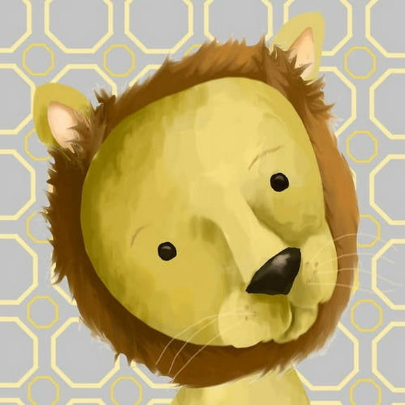 Oopsy Daisy's Rauri the Lion, Yellow and Grey Canvas Wall Art, Size 10x10
