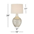 thumbnail image 6 of 360 Lighting Waylon Modern Table Lamp 28" Tall Textured Mercury Glass Off White Tapered Drum Shade for Bedroom Living Room Bedside Nightstand Office, 6 of 6