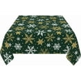thumbnail image 3 of Forest Green Christmas Square Tablecloth 52x52 Inch Gold White Xmas Snowflake Winter Holiday Theme Decorative Table Cloth Seasonal Rustic Farmhouse for Indoor Party Kitchen Dinner Picnic Decor, 3 of 5