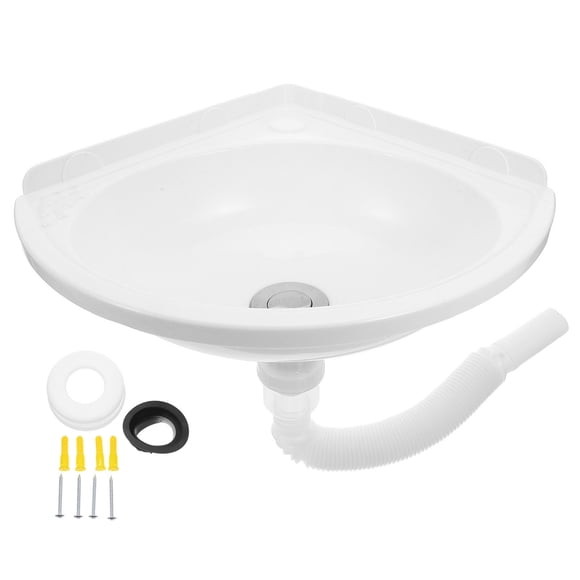 LITINKIMI Compact White Corner Bathroom Sink Wall Mounted Triangular Basin for Small Bathrooms