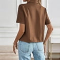 thumbnail image 5 of Admvng Women's Short Sleeve Cropped Blazer Lapel Collar Lightweight Cropped Suit Jacket Casual Work Tops, 5 of 7