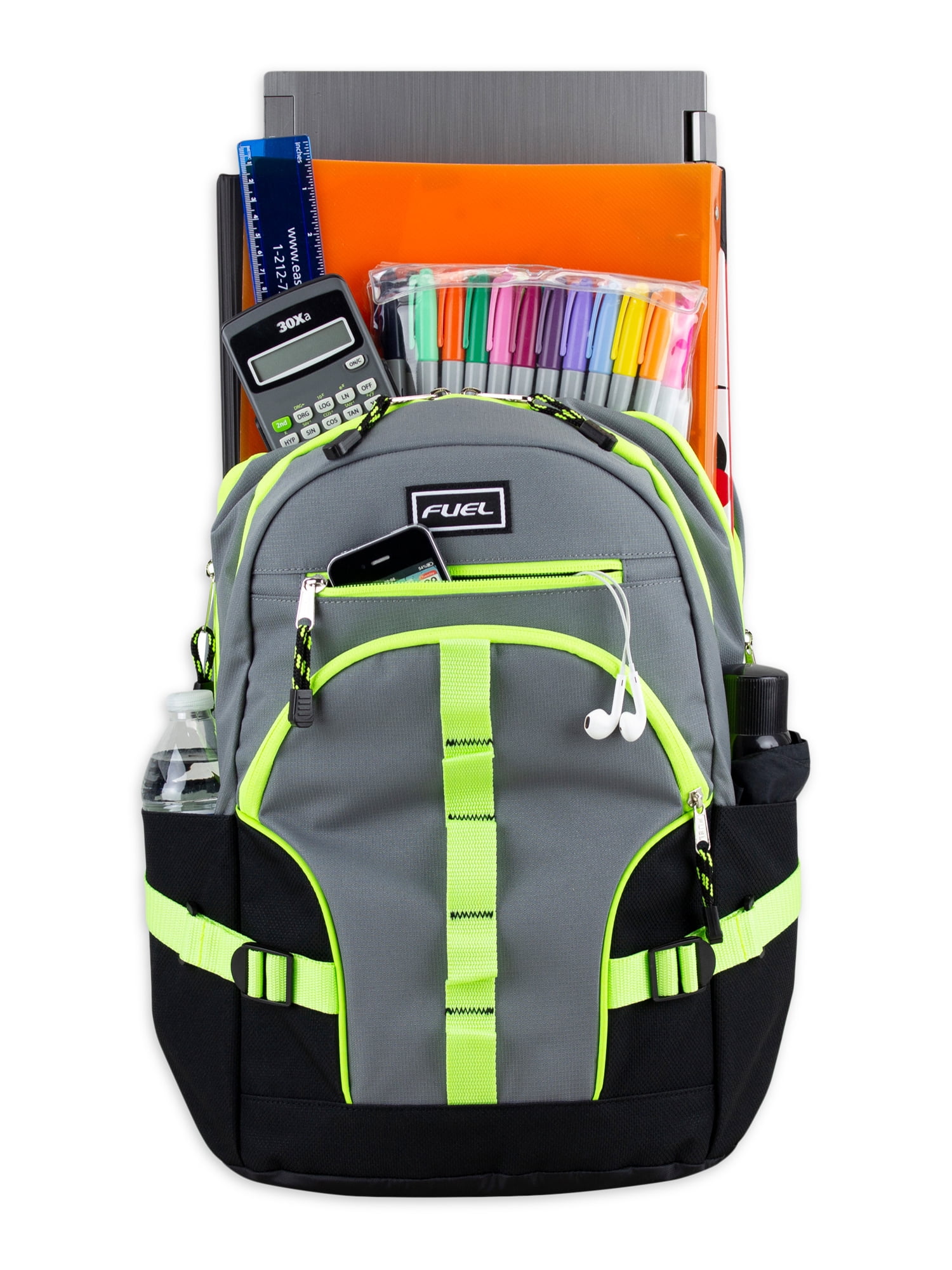 Fuel Unisex Multipocket Dynamic Active Backpack, Gray Neon