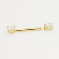 thumbnail image 2 of Anygolds 14K Real Solid Gold Adults' Double Heart CZ Nipple Barbell 14G, 2 of 7