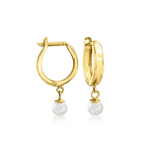 Pure Collection by Ross-Simons 4-4.5mm Cultured Pearl Huggie Hoop Earrings in 14kt Yellow Gold, Women's, Adult
