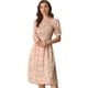 thumbnail image 1 of Vestido midi fruncido con volantes y manga corta de verano para mujer Rosa Allegra K, 1 of 6