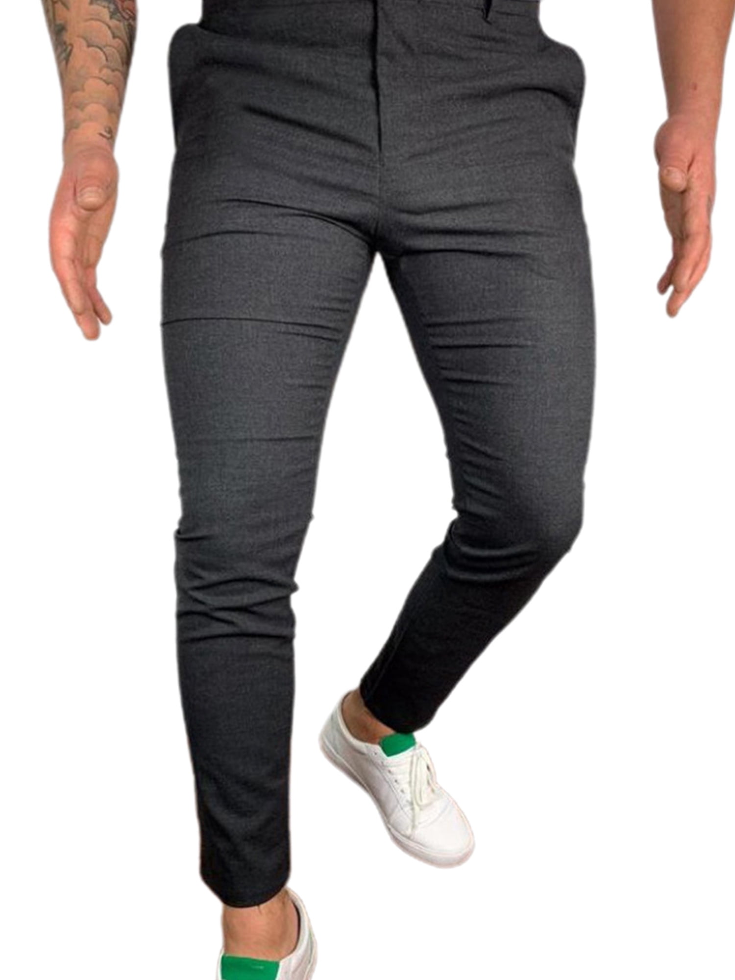 FELOWSER Men Plain Slim Fit Dress Pants 
