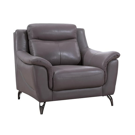 American Eagle Genuine Leather Accent Chair in Dark Tan and Brown