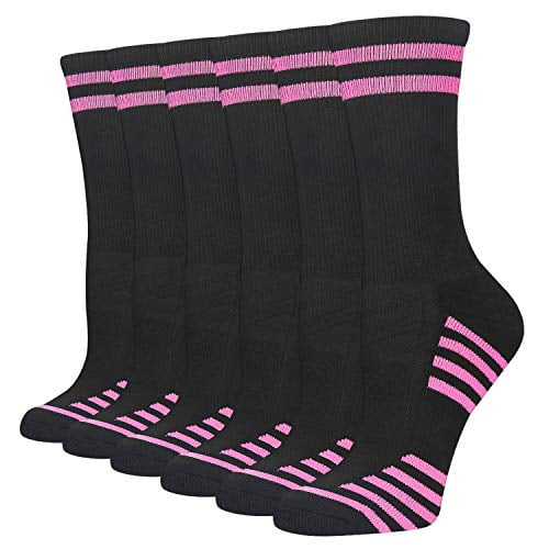 FUNDENCY Women's Athletic Crew Socks 6 Pack, Running Breathable Cushion
