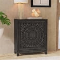 thumbnail image 2 of Linon Armoire d'Appoint de Rangement Grace Médaillon Sculpté en Bois Fini Gris Foncé, 2 of 13