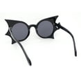 thumbnail image 4 of Womens Exaggerated Bat Wing Shape Round Circle Lens Sunglasses All Black, 4 of 4