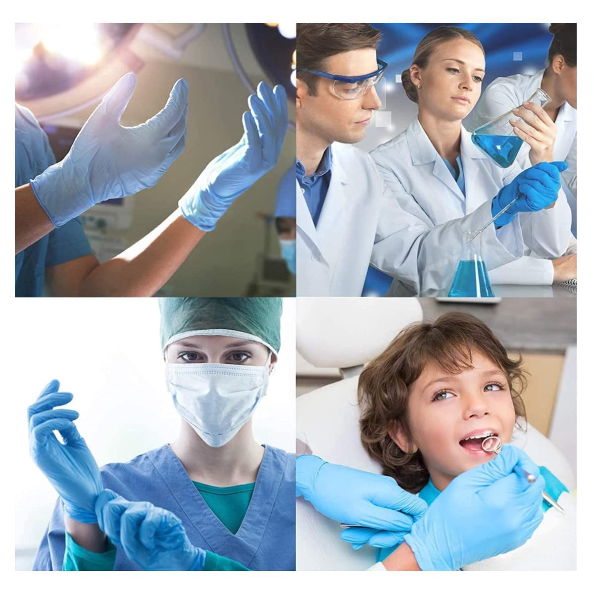 Hulmay Basic Medical Synmax Vinyl Exam Gloves, Latex Free, Powder Free, Large Disposable Gloves, BMPF-3003, Blue(1000 Pack)