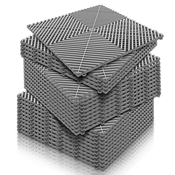 25-Pack 16"x16"x0.7" Grey  Garage Floor Tiles, Heavy-Duty Interlocking PE Mat for Garage, Basement, Gym