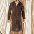 thumbnail image 2 of JTieacloth Men's Nightshirts Male Winter Coral Velvet Bathrobe Facecloth Pajamas Fluffy Ultra Comfortable Zipper Hooded Padded Thickened Longer Winter Bathrobe Brown, 2 of 5