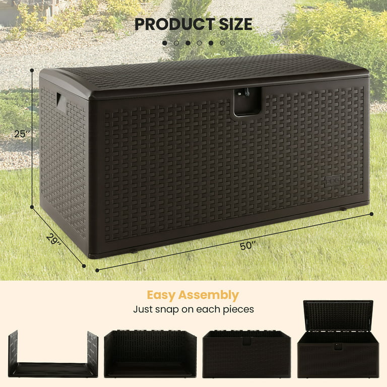 Costway 120 Gallon Patio Deck Box Outdoor Waterproof Storage