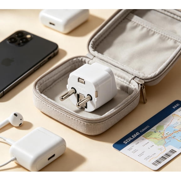 Travel Adapter, Universal to EU Schuko Germany France Korea Travel Plug Adapter, US AU UK CN to European Type F Plug Converter, White