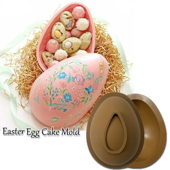 Pudcoco Easter Egg Silicone Molds 3Pcs Oversized Large Chocolate Egg Molds, 3D Breakable Chocolate Mold,Chocolate Bombs Mold