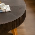 thumbnail image 4 of Hassch 35.4" Round Coffee Table, Retro Low Center Table for Living Room Home Office, Brown, 4 of 7