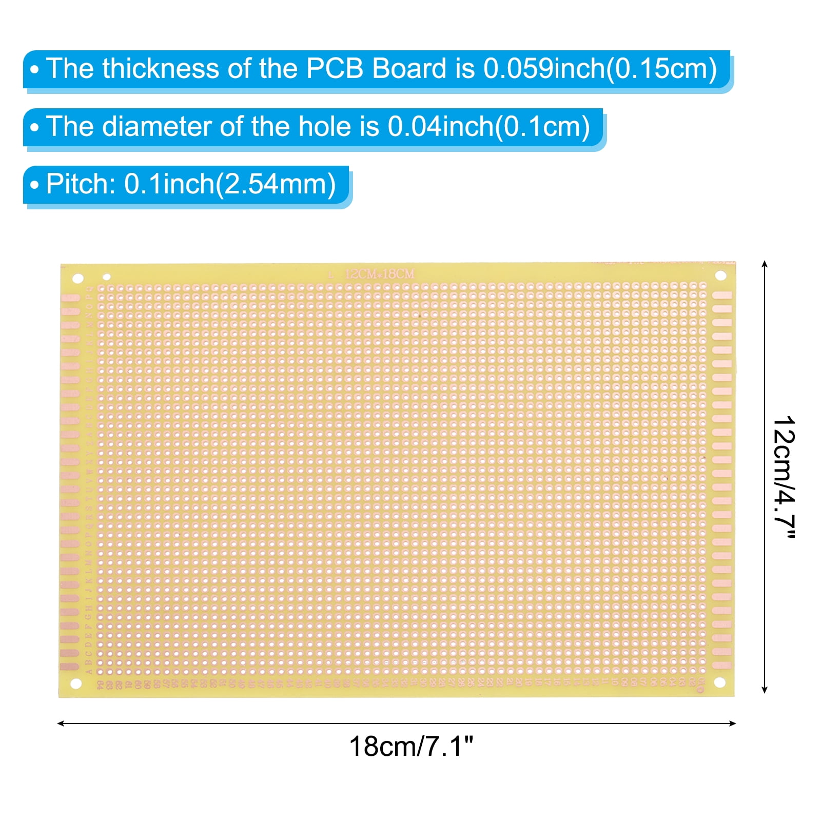 4.7" x 7.1" PCB Board Circuit, 12 Pcs Single Sided Prototype Solder Boards for Soldering and Electronic Project Circuit Boards Solderable Breadboard, Yellow