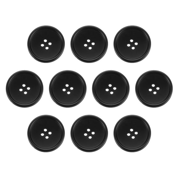 Uxcell 10pcs Resin Sewing Button, 30mm 5/8-inch 4 Holes Round Buttons for Coat, Men's Suit, Clothes Garment, 2#Black