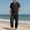 Black, variant on mihongmao Summer Sweat Suits for Mens 2 Piece Plus Size Men's Solid Color Flax Solid Color Lapel Pocket Button Short Sleeve Shirt Casual Elastic Waist Drawstring Pocket Trousers Suit Army Green M