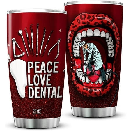 

Athenstics Dentist Tumbler Cup For Coffee 20oz Peace Love Dental Leopard Dentist Gifts For Women Funny Dental Student Mug With Lid Novelty Medical Themed Gift For Oral Hygienists