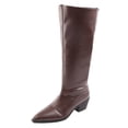 thumbnail image 2 of Viluyesy Womens Knee High Boots Pointed Toe Low Block Heel Side Seam Faux Leather Casual Comfortable Shoes Brown Size 5.5, 2 of 9