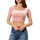 thumbnail image 1 of INSPIRAR CHIC Blusa Casual de Manga Corta Linda con Cuello Redondo de Terciopelo Ajustada Crop Top XL Rosa, 1 of 6