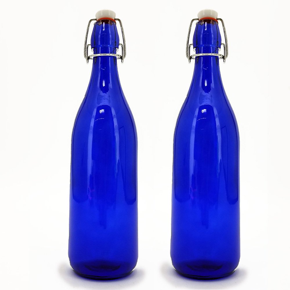 Modern Home 1L/34oz Culaccino Swing Top Round Glass Bottle Clear