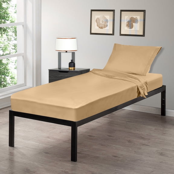 Gilbins 30" x 75" Cot Size 3-Piece Bed Sheet Set, Made of Ultra Soft Cotton, Perfect for Camp Bunk Beds/RVs/Guest Beds Khaki